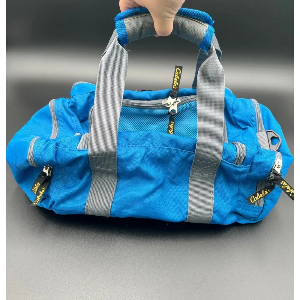 Cabelas Blue Grey Multi Pocket Gear Bag Fishing Tackle Outdoor Utility Duffle